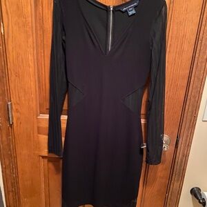 French Connection Black Dress with Cutouts and Sheer Sleeves